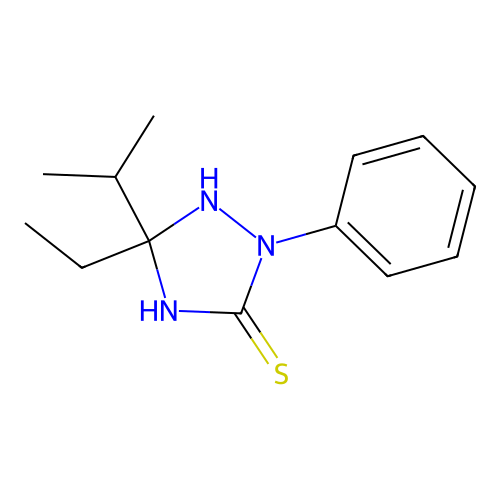 5-ethyl-2-phenyl-5-(propan-2-yl)-2,5-dihydro-1H-1,2,4-triazole-3-thiol structure