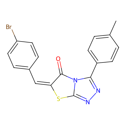 (E)-6-(4-bromobenzylidene)-3-(p-tolyl)thiazolo[2,3-c][1,2,4]triazol-5(6H)-one structure