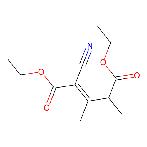 Diethyl 2-cyano-3,4-dimethylpent-2-enedioate structure
