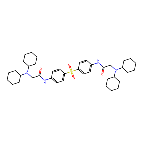 2-(dicyclohexylamino)-N-(4-{4-[2-(dicyclohexylamino)acetamido]benzenesulfonyl}phenyl)acetamide structure