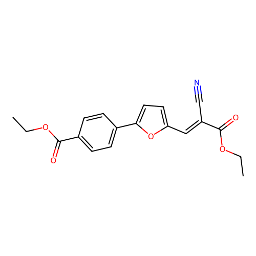ethyl 4-{5-[(1E)-2-cyano-3-ethoxy-3-oxoprop-1-en-1-yl]furan-2-yl}benzoate structure