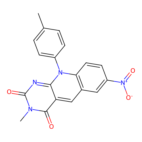 3-methyl-7-nitro-10-(p-tolyl)pyrimido[4,5-b]quinoline-2,4(3H,10H)-dione structure