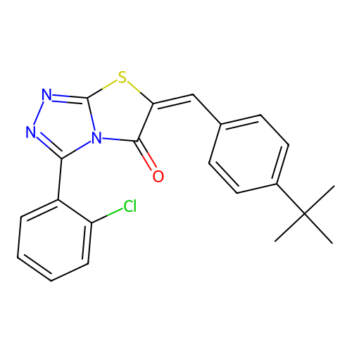 (E)-6-(4-(tert-butyl)benzylidene)-3-(2-chlorophenyl)thiazolo[2,3-c][1,2,4]triazol-5(6H)-one structure