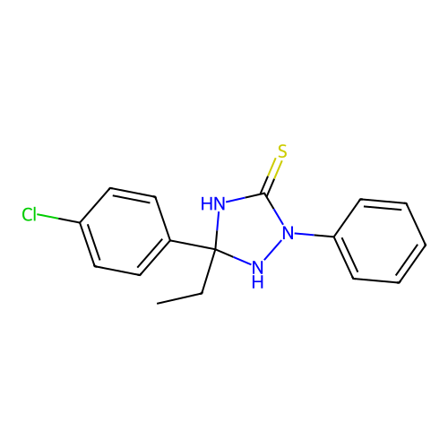 5-(4-Chlorophenyl)-5-ethyl-2-phenyl-1,2,4-triazolidine-3-thione structure