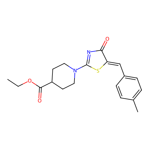(Z)-ethyl 1-(5-(4-methylbenzylidene)-4-oxo-4,5-dihydrothiazol-2-yl)piperidine-4-carboxylate structure