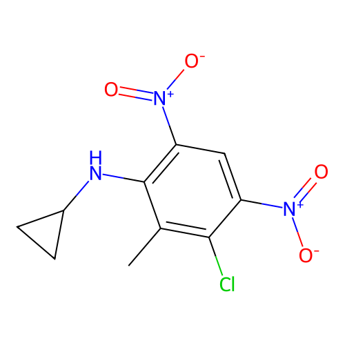 3-chloro-N-cyclopropyl-2-methyl-4,6-dinitroaniline structure