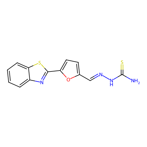 (2E)-2-{[5-(1,3-benzothiazol-2-yl)furan-2-yl]methylidene}hydrazinecarbothioamide structure