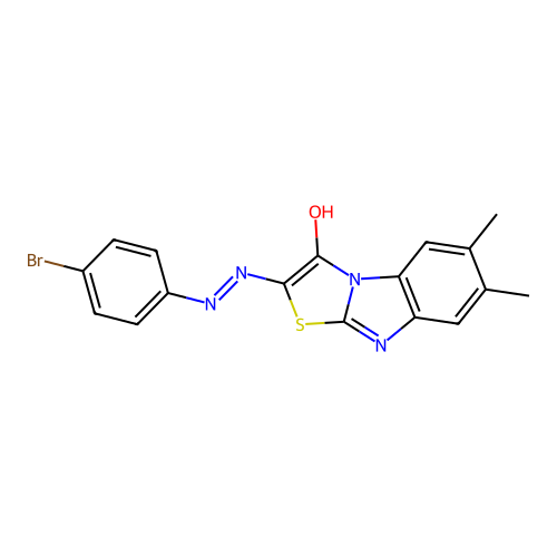 2-[(4-Bromophenyl)diazenyl]-6,7-dimethyl-[1,3]thiazolo[3,2-a]benzimidazol-1-ol structure