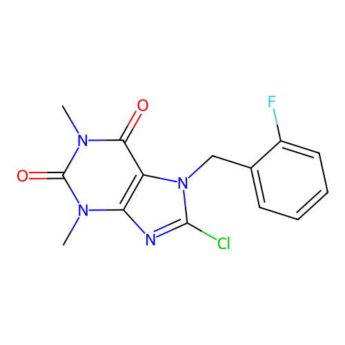 Purine-2,6(1H,3H)-dione, 8-chloro-7-(2-fluorobenzyl)-1,3-dimethyl- structure