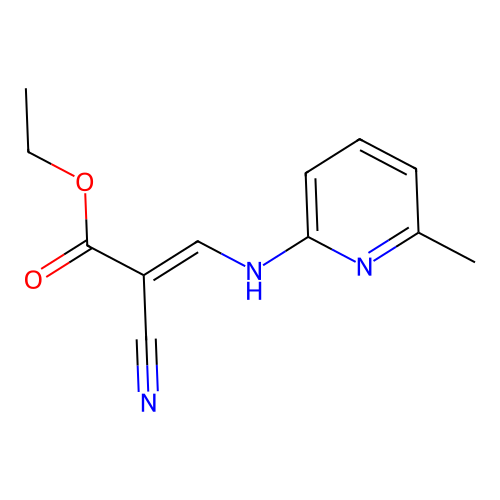 ethyl (E)-2-cyano-3-[(6-methyl-2-pyridinyl)amino]prop-2-enoate structure