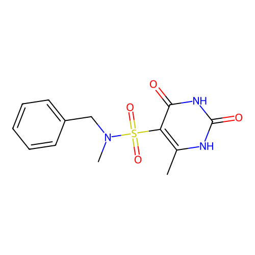 N-benzyl-N,6-dimethyl-2,4-dioxo-1,2,3,4-tetrahydropyrimidine-5-sulfonamide structure