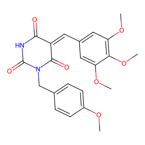 1-(4-methoxybenzyl)-5-(3,4,5-trimethoxybenzylidene)-2,4,6(1H,3H,5H)-pyrimidinetrione structure