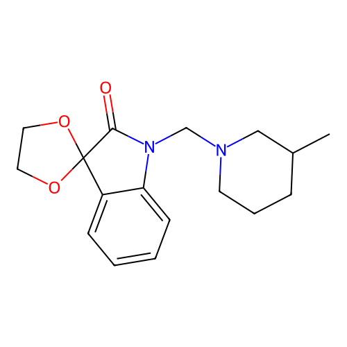 1'-((3-Methylpiperidin-1-yl)methyl)spiro[[1,3]dioxolane-2,3'-indolin]-2'-one structure