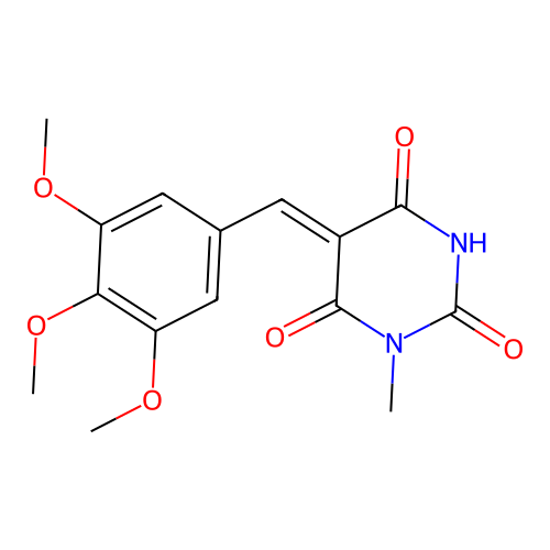(5Z)-1-methyl-5-[(3,4,5-trimethoxyphenyl)methylidene]-1,3-diazinane-2,4,6-trione structure