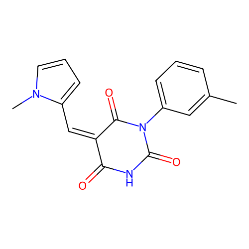 (5Z)-1-(3-methylphenyl)-5-[(1-methylpyrrol-2-yl)methylidene]-1,3-diazinane-2,4,6-trione structure