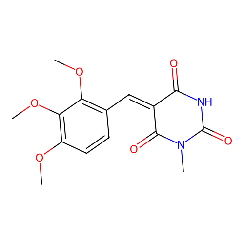 (5Z)-1-methyl-5-[(2,3,4-trimethoxyphenyl)methylidene]-1,3-diazinane-2,4,6-trione structure