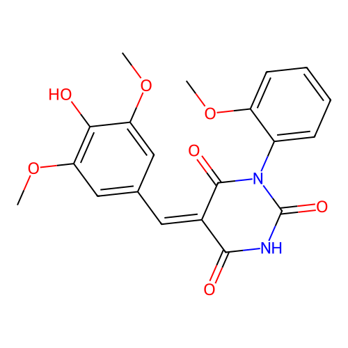 (5Z)-5-[(4-hydroxy-3,5-dimethoxyphenyl)methylidene]-1-(2-methoxyphenyl)-1,3-diazinane-2,4,6-trione structure