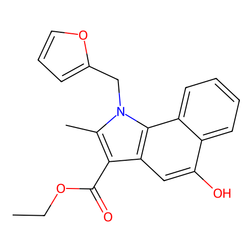 ethyl 1-(2-furylmethyl)-5-hydroxy-2-methyl-1H-benzo[g]indole-3-carboxylate structure