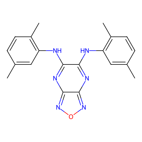 N,N'-bis(2,5-dimethylphenyl)[1,2,5]oxadiazolo[3,4-b]pyrazine-5,6-diamine structure