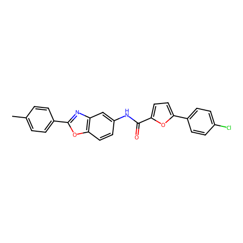 5-(4-chlorophenyl)-N-[2-(4-methylphenyl)-1,3-benzoxazol-5-yl]furan-2-carboxamide structure