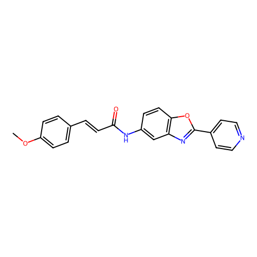 (2E)-3-(4-methoxyphenyl)-N-[2-(pyridin-4-yl)-1,3-benzoxazol-5-yl]prop-2-enamide structure