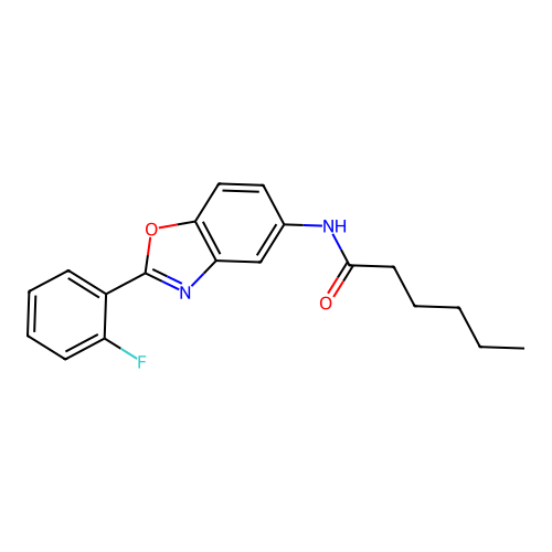 N-[2-(2-fluorophenyl)-1,3-benzoxazol-5-yl]hexanamide structure