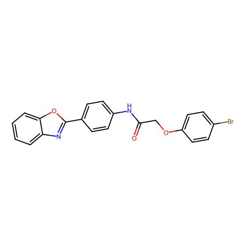 N-[4-(1,3-benzoxazol-2-yl)phenyl]-2-(4-bromophenoxy)acetamide structure