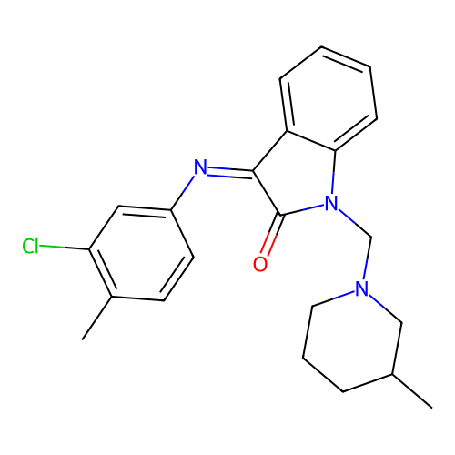 (Z)-3-((3-chloro-4-methylphenyl)imino)-1-((3-methylpiperidin-1-yl)methyl)indolin-2-one structure