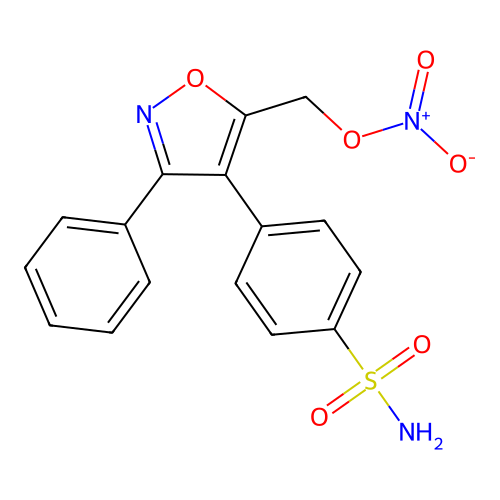 (3-Phenyl-4-(4-sulfamoylphenyl)-1,2-oxazol-5-YL)methyl nitrate structure