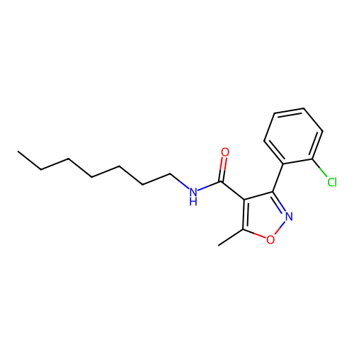 3-(2-chlorophenyl)-N-heptyl-5-methyl-1,2-oxazole-4-carboxamide structure