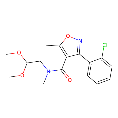 3-(2-chlorophenyl)-N-(2,2-dimethoxyethyl)-N,5-dimethyl-1,2-oxazole-4-carboxamide structure
