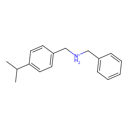 Benzyl-[(4-propan-2-ylphenyl)methyl]azanium structure