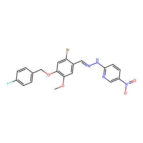 2-[(2E)-2-{2-bromo-4-[(4-fluorobenzyl)oxy]-5-methoxybenzylidene}hydrazinyl]-5-nitropyridine structure
