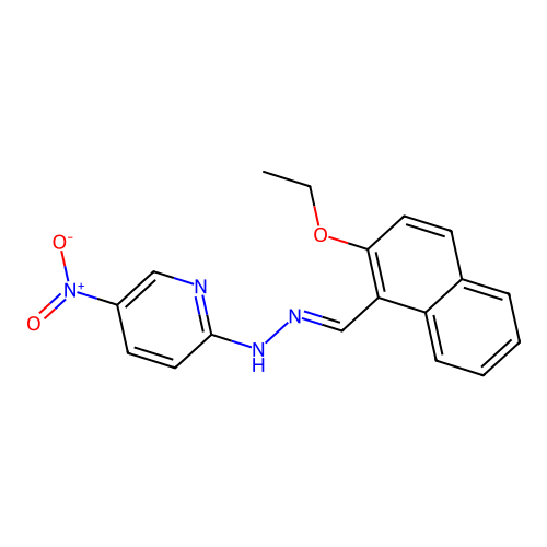 2-{(2E)-2-[(2-ethoxynaphthalen-1-yl)methylidene]hydrazinyl}-5-nitropyridine structure