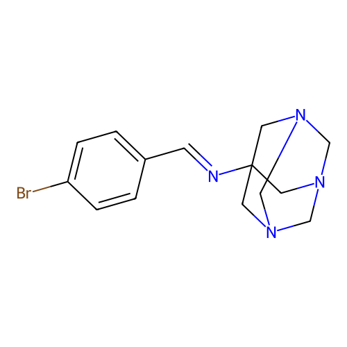 (1s,3s,5s,E)-N-(4-bromobenzylidene)-1,3,5-triazaadamantan-7-amine structure