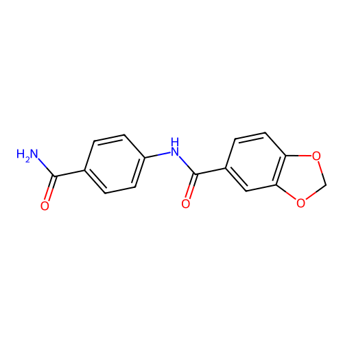 N-(4-carbamoylphenyl)-1,3-benzodioxole-5-carboxamide structure