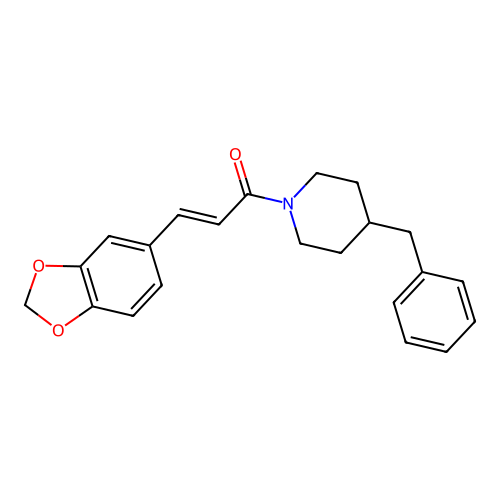(2E)-3-(1,3-benzodioxol-5-yl)-1-(4-benzylpiperidin-1-yl)prop-2-en-1-one structure