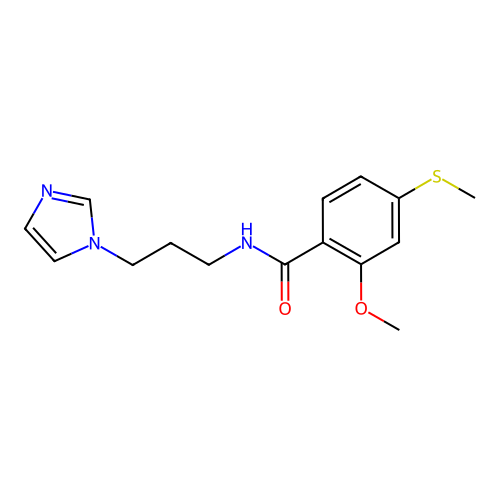 N-[3-(1H-imidazol-1-yl)propyl]-2-methoxy-4-(methylsulfanyl)benzamide structure