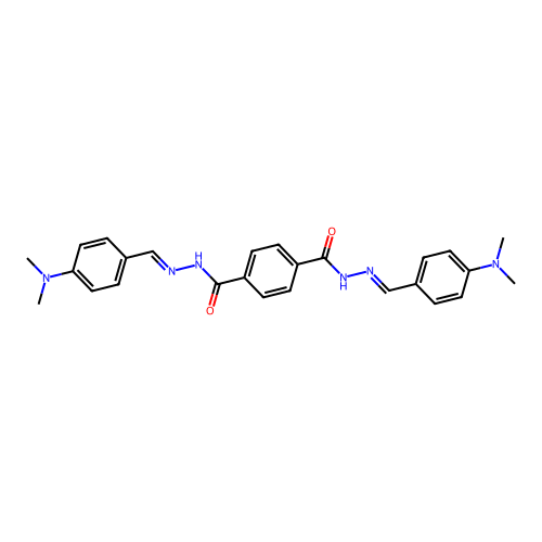 1-N,4-N-bis[(E)-(4-dimethylaminophenyl)methylideneamino]benzene-1,4-dicarboxamide structure