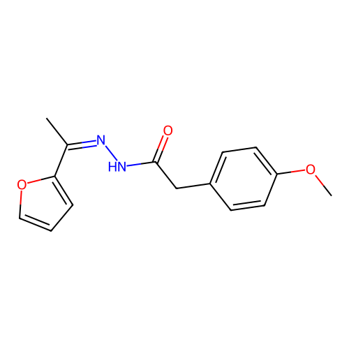 N-[1-(furan-2-yl)ethylideneamino]-2-(4-methoxyphenyl)acetamide structure