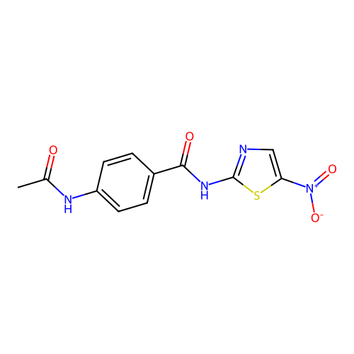 4-acetamido-N-(5-nitro-1,3-thiazol-2-yl)benzamide structure