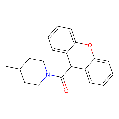4-methyl-1-(9H-xanthen-9-ylcarbonyl)piperidine structure