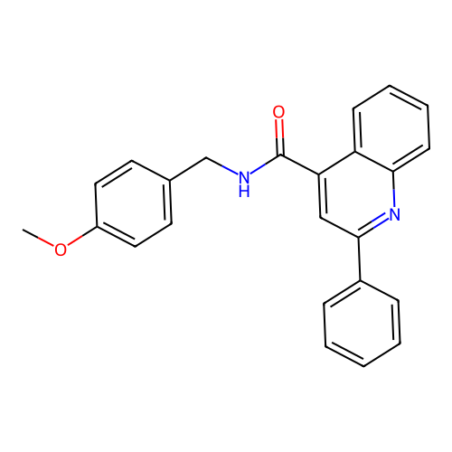 N-[(4-methoxyphenyl)methyl]-2-phenylquinoline-4-carboxamide structure