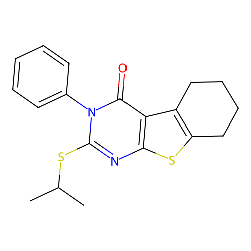 2-(ISOPROPYLSULFANYL)-3-PHENYL-5,6,7,8-TETRAHYDRO[1]BENZOTHIENO[2,3-D]PYRIMIDIN-4(3H)-ONE structure