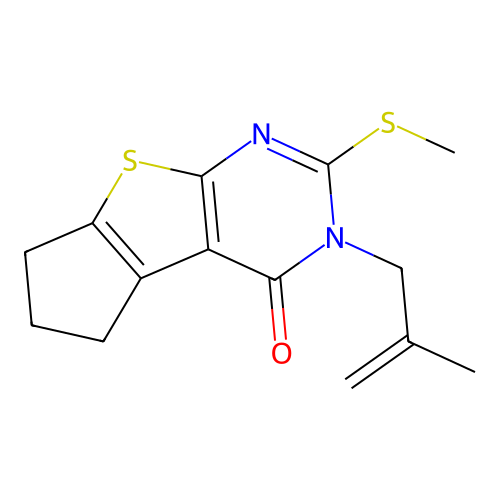 3-(2-methylallyl)-2-(methylthio)-6,7-dihydro-3H-cyclopenta[4,5]thieno[2,3-d]pyrimidin-4(5H)-one structure