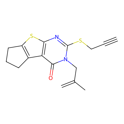 3-(2-METHYLALLYL)-2-(2-PROPYNYLSULFANYL)-3,5,6,7-TETRAHYDRO-4H-CYCLOPENTA[4,5]THIENO[2,3-D]PYRIMIDIN-4-ONE structure
