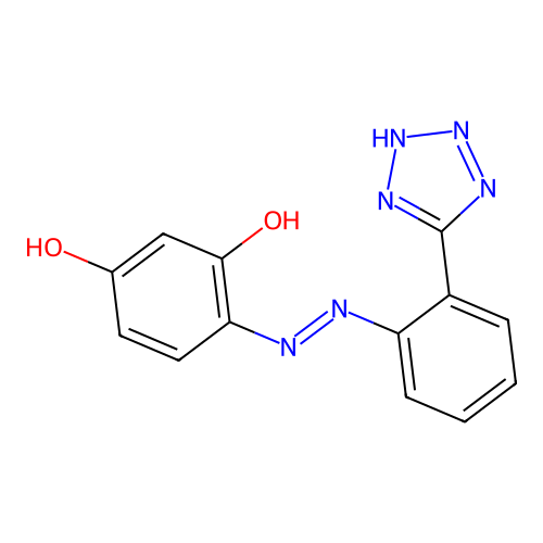 4-{(E)-[2-(1H-tetrazol-5-yl)phenyl]diazenyl}benzene-1,3-diol structure
