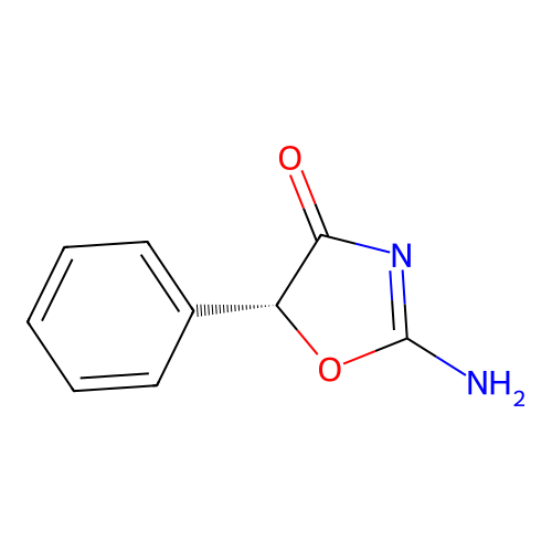 (5R)-2-amino-5-phenyl-1,3-oxazol-4-one structure