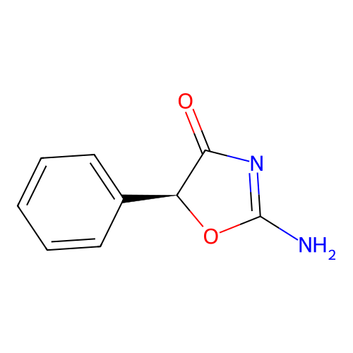 (5S)-2-amino-5-phenyl-1,3-oxazol-4-one structure