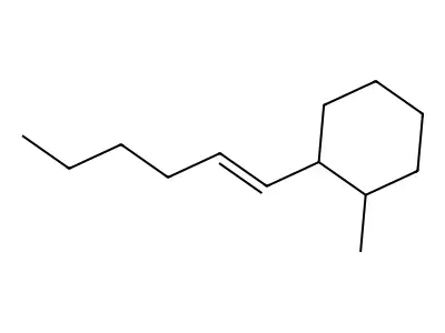 1-[(E)-hex-1-enyl]-2-methylcyclohexane structure